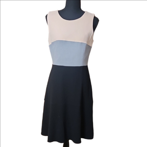 Calvin Klein Pink, Gray, and Black Midi Dress, Size 4